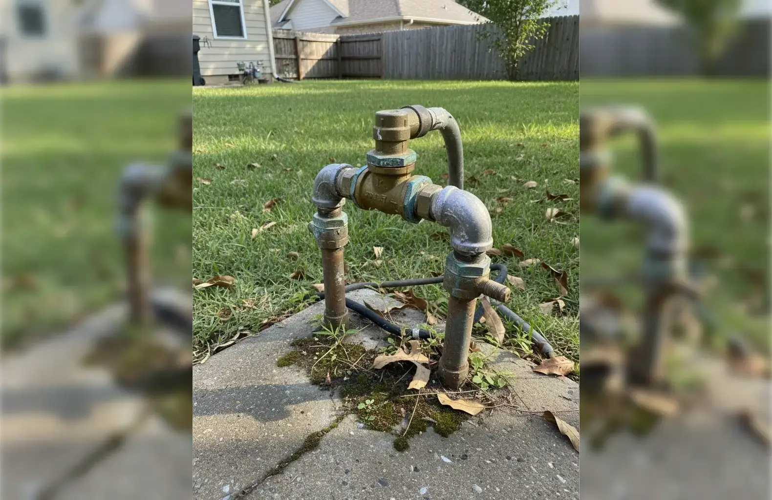 A residential backflow prevention device installed by Top Notch Plumbing