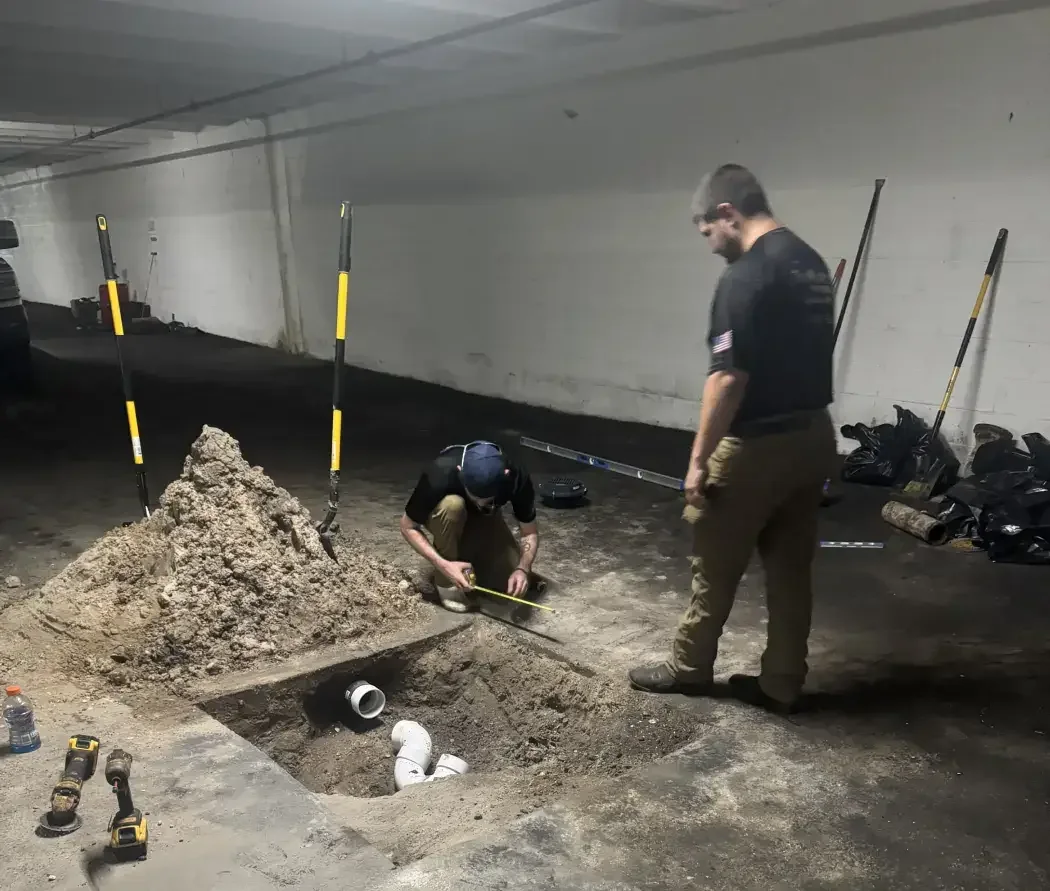 Excavation to reach and repair a slab leak